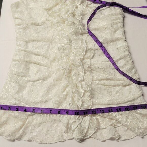 Jolibel Sleeveless White Lace Top with Ruffles Size M - Picture 7 of 8
